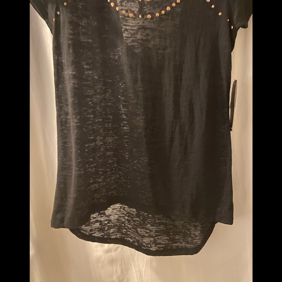 Rampage Top women's M medium wet seal Black burnout tee Studs Casual Evening - Picture 3 of 8